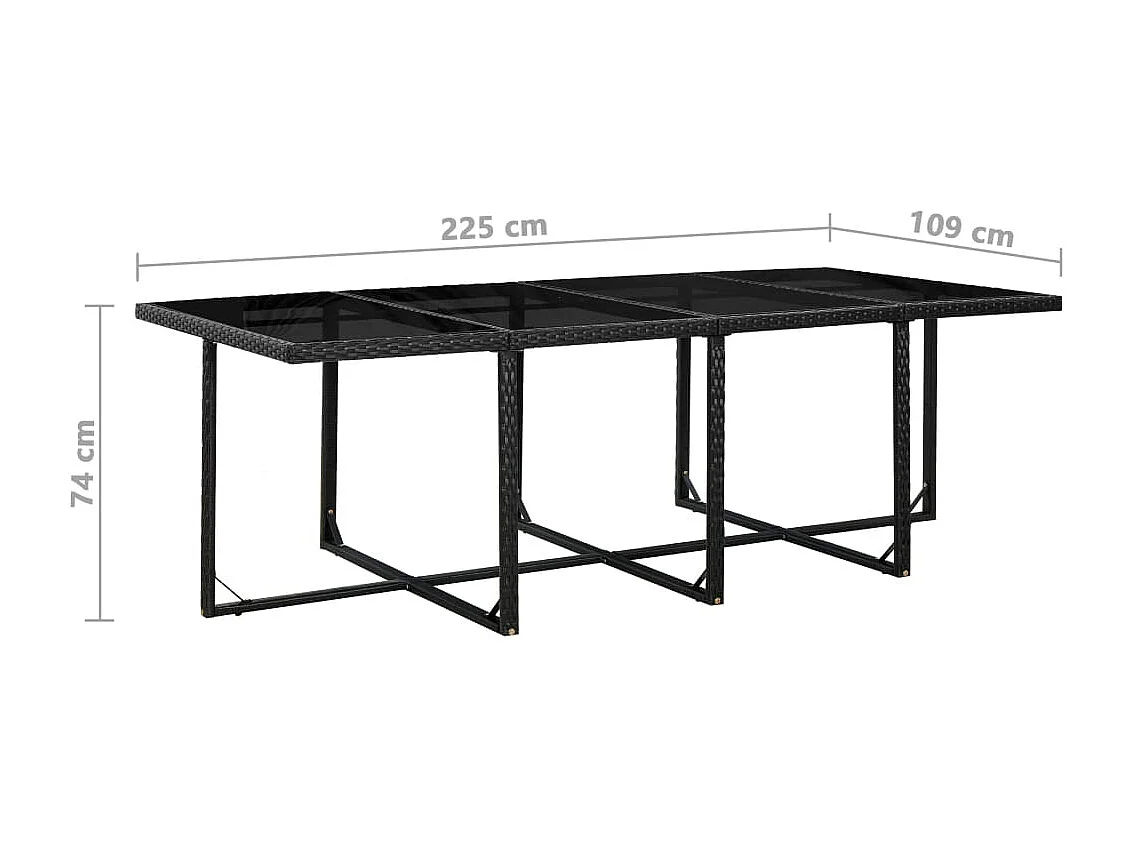 Set da Pranzo da Giardino 13 pz con Cuscini in Polyrattan Nero