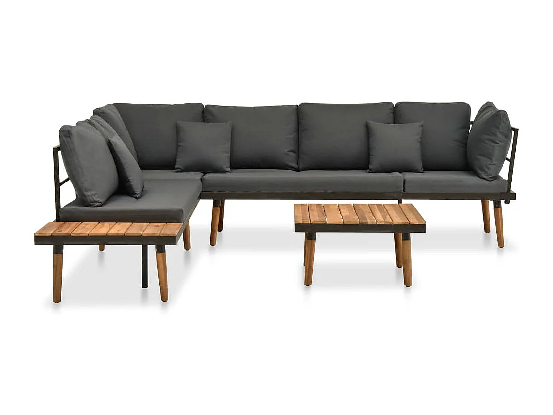 Set Divani da Giardino 4 pz con Cuscini in Massello di Acacia