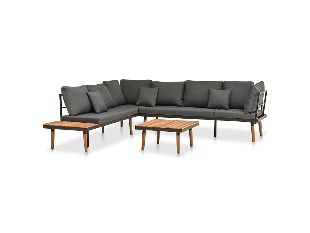 Muebles de jardín 4 piezas con cojines madera maciza acacia