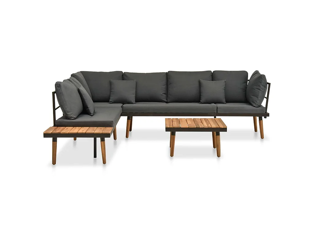 Muebles de jardín 4 piezas con cojines madera maciza acacia