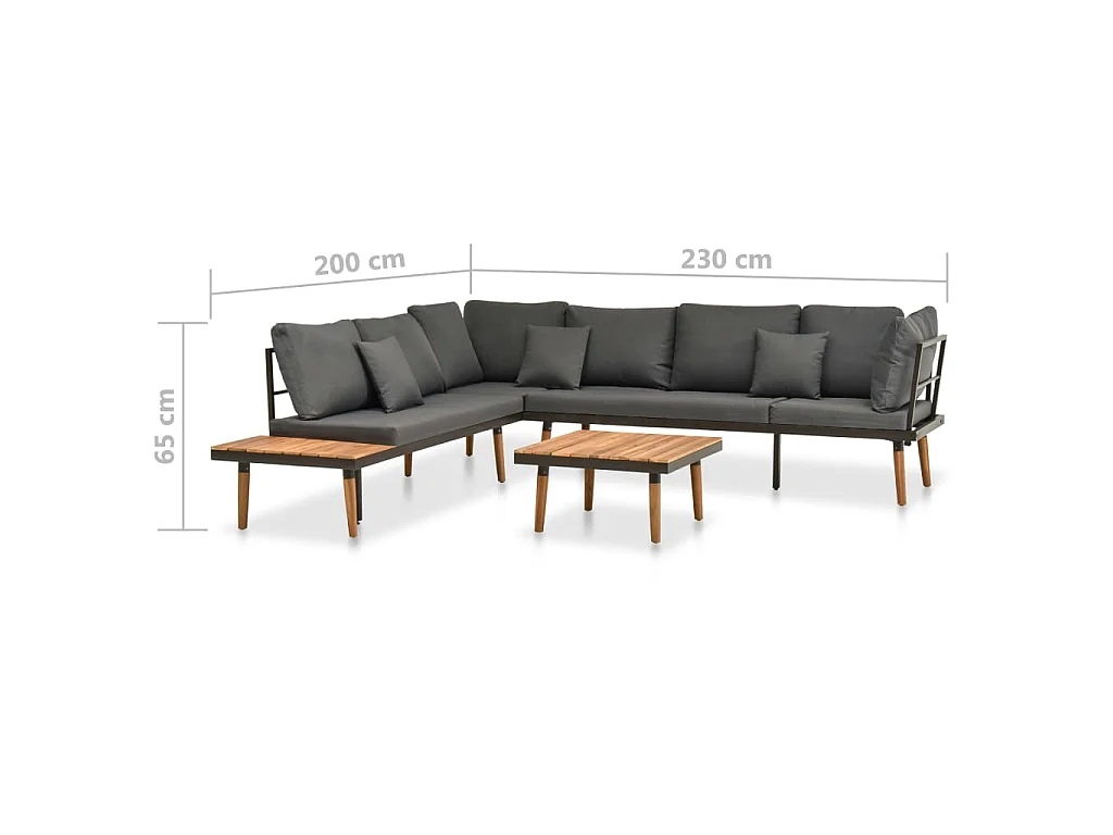 Muebles de jardín 4 piezas con cojines madera maciza acacia