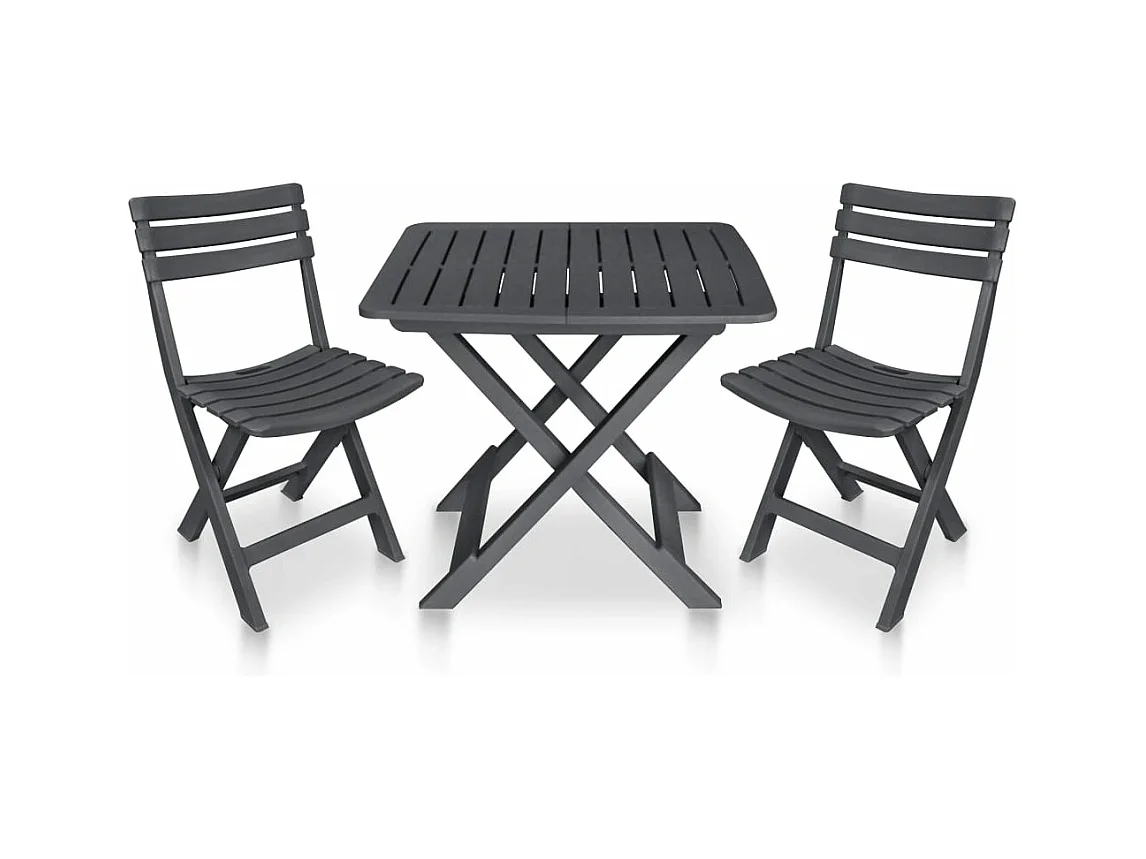 3-tlg. Bistro-Set Klappbar Kunststoff Anthrazit