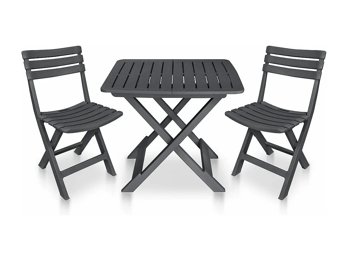 Ensemble de bistro pliable 3 pcs Plastique Anthracite