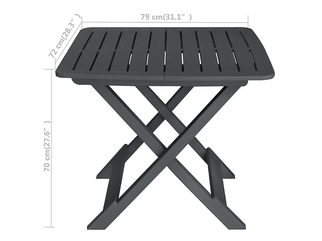 3-tlg. Bistro-Set Klappbar Kunststoff Anthrazit