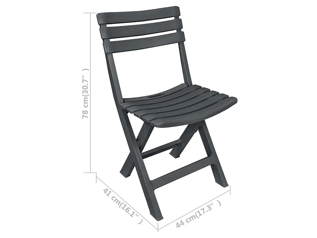 3-tlg. Bistro-Set Klappbar Kunststoff Anthrazit