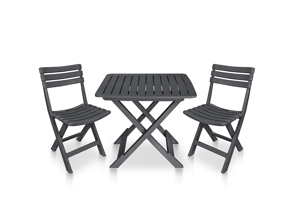 Set da Bistrot 3 pz Pieghevole in Plastica Antracite