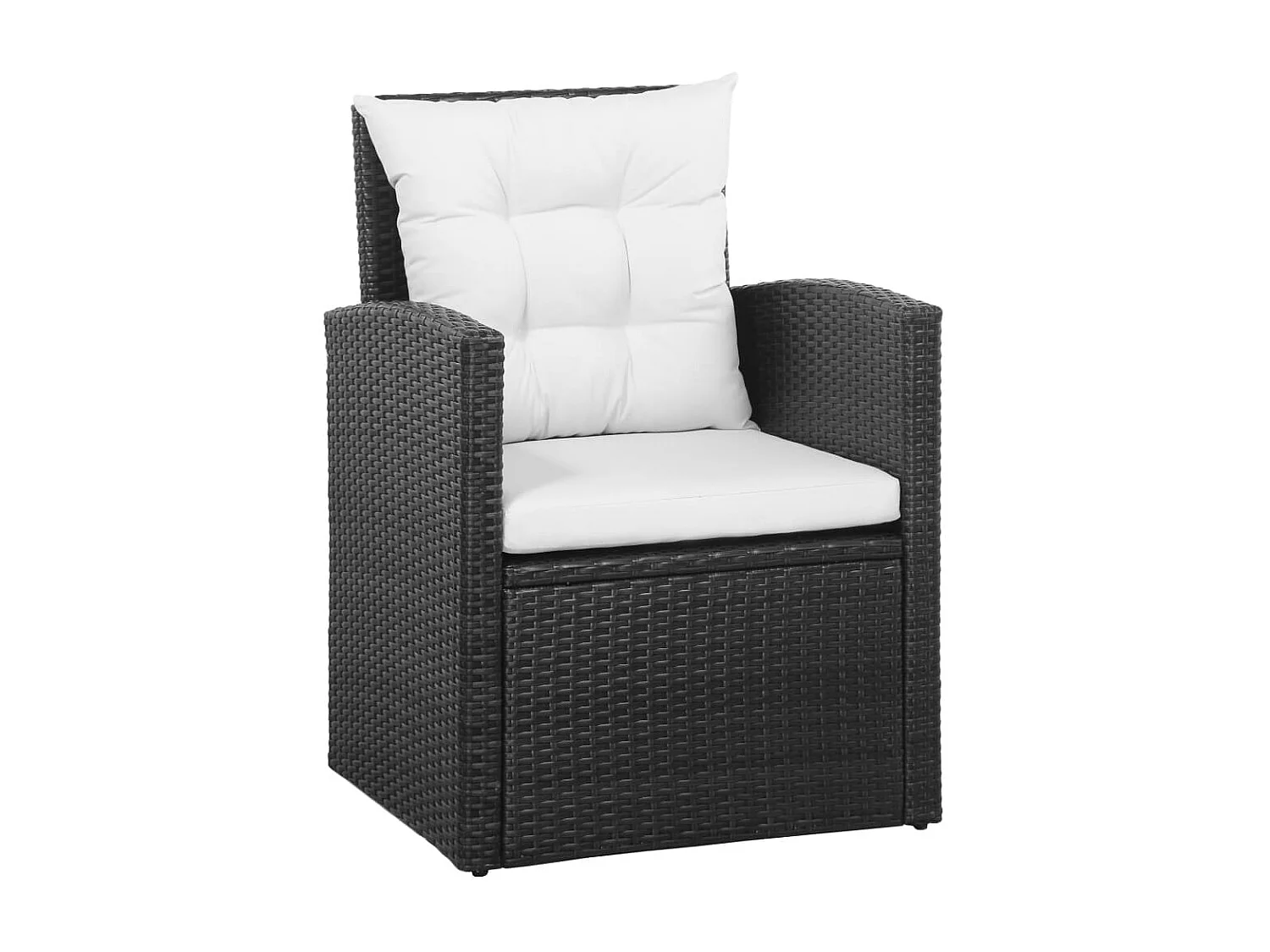 5-delige Loungeset met kussens poly rattan zwart