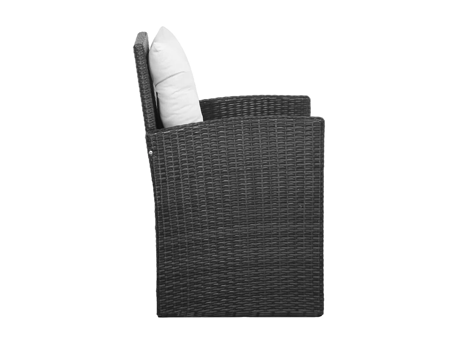 5-delige Loungeset met kussens poly rattan zwart