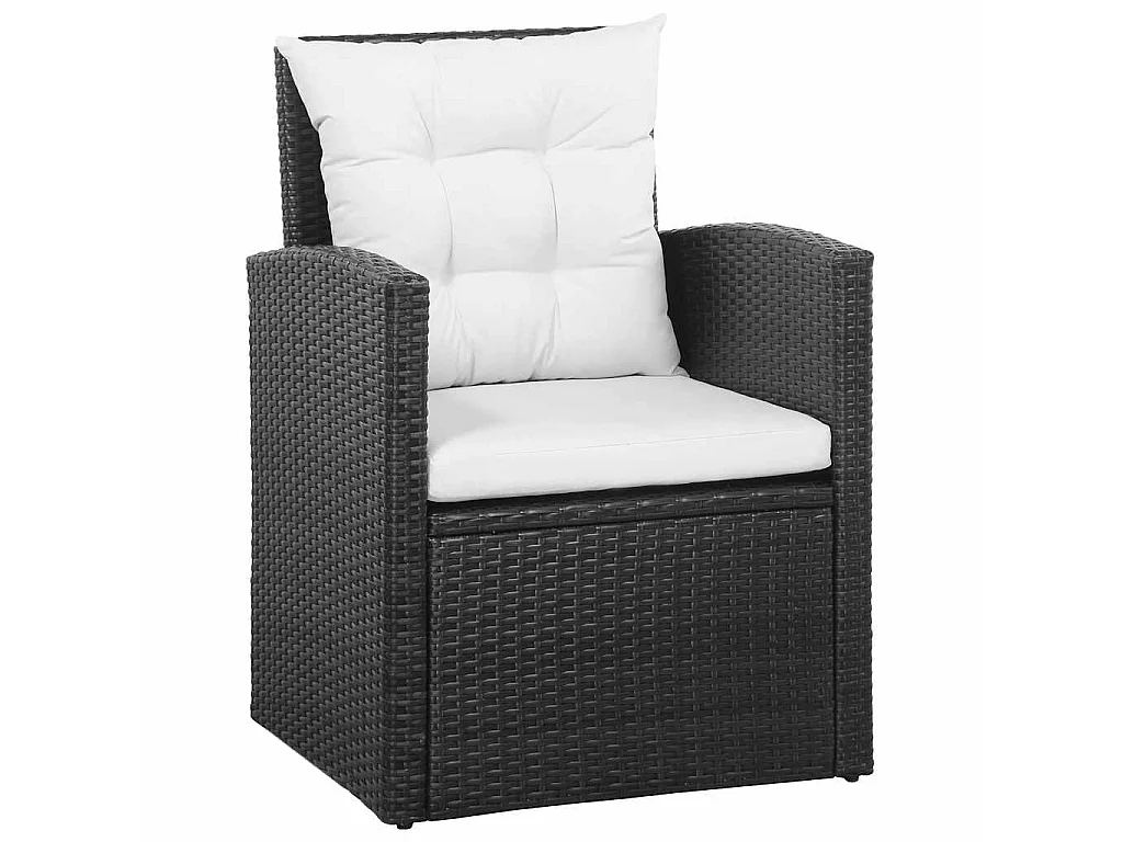5-delige Loungeset met kussens poly rattan zwart