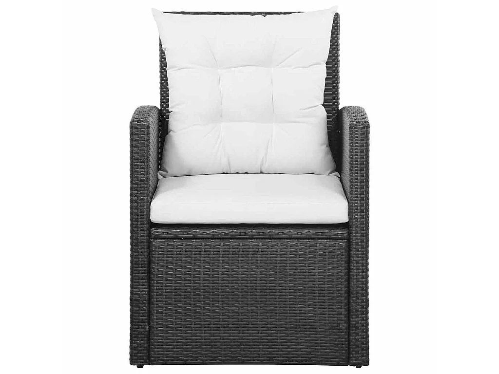 5-delige Loungeset met kussens poly rattan zwart