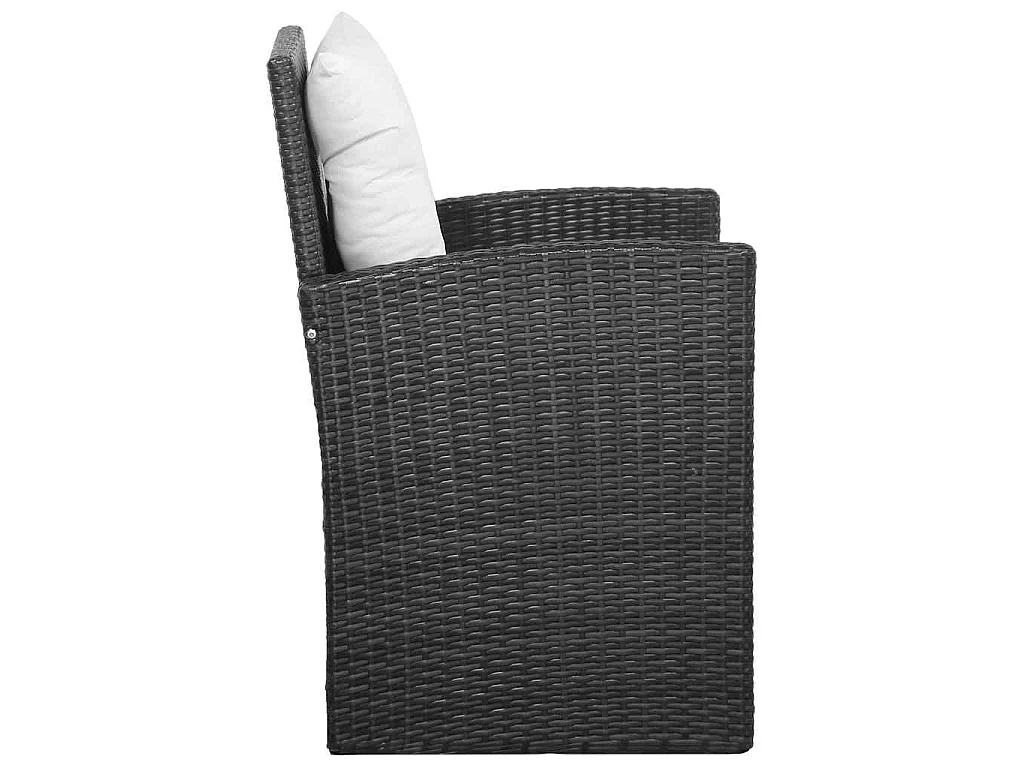 5-delige Loungeset met kussens poly rattan zwart