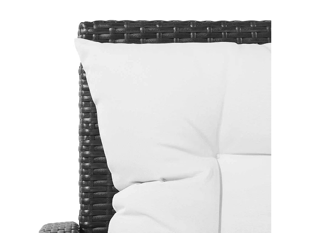5-delige Loungeset met kussens poly rattan zwart