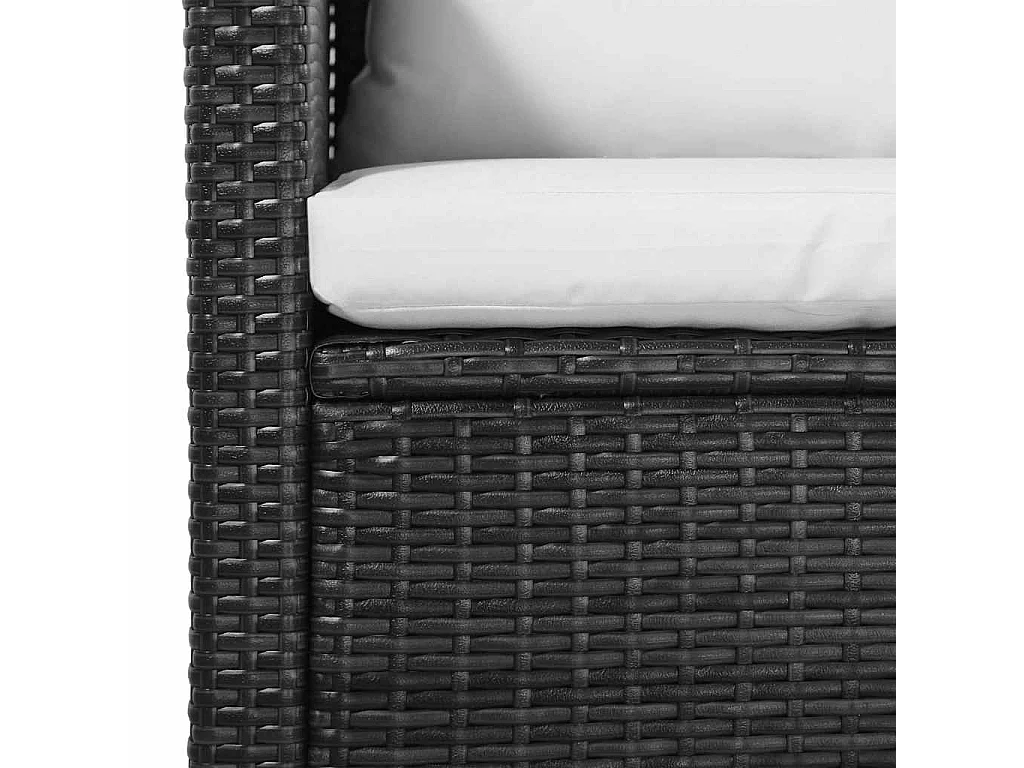 5-delige Loungeset met kussens poly rattan zwart