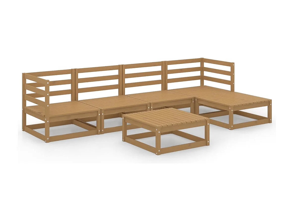 6-tlg. Garten-Lounge-Set Honigbraun Massivholz Kiefer