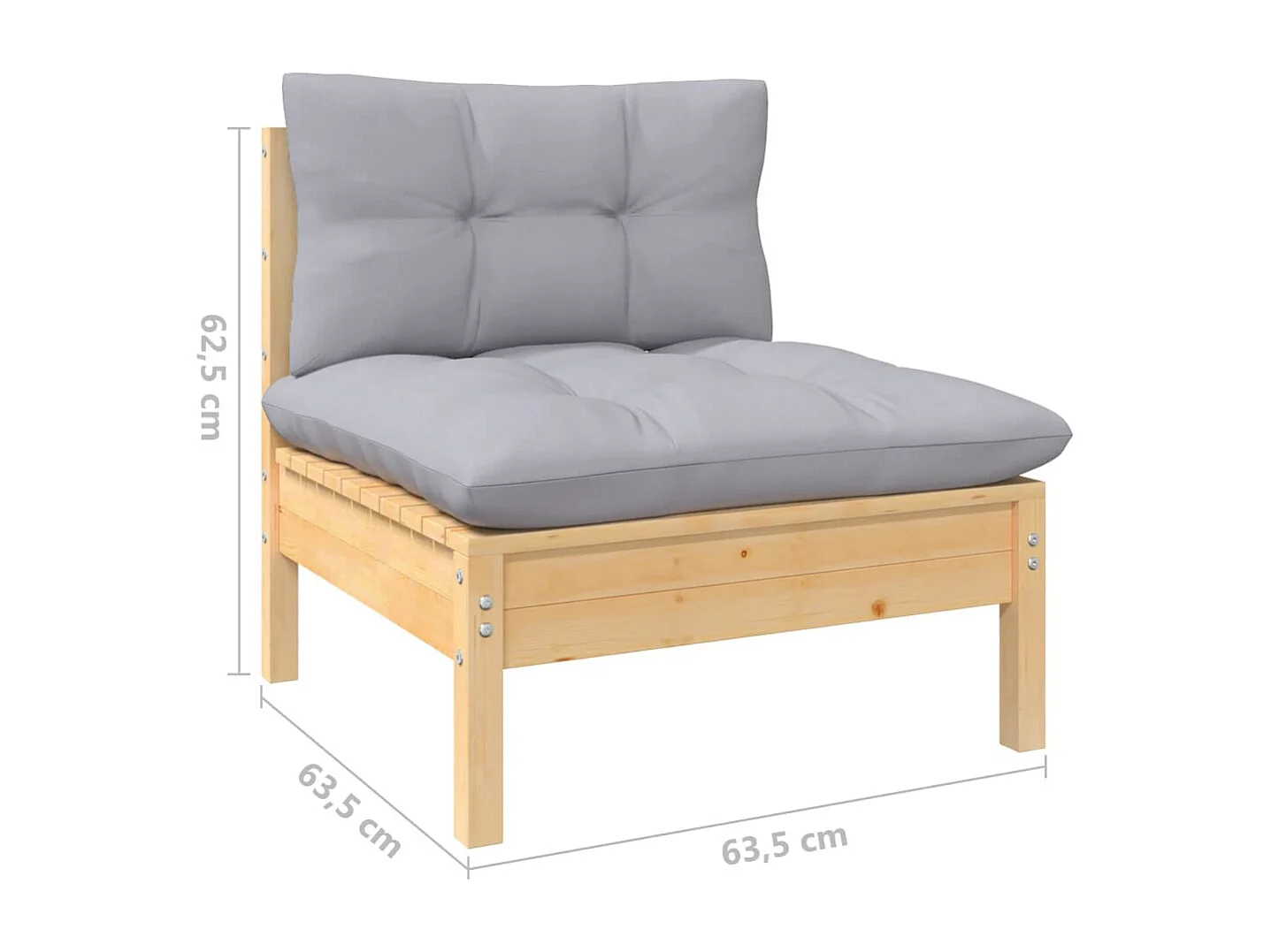 Set Divani da Giardino 4 pz con Cuscini Grigi Massello di Pino