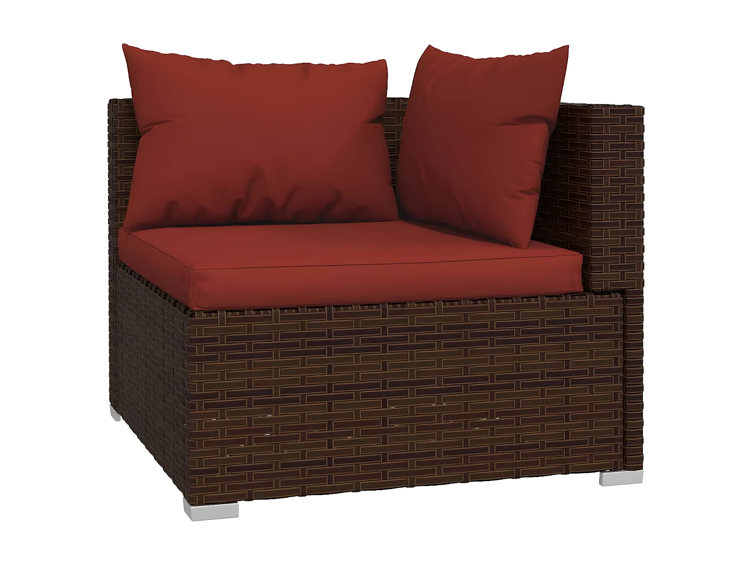5 pcs conjunto lounge jardim c/ almofadões vime PE castanho