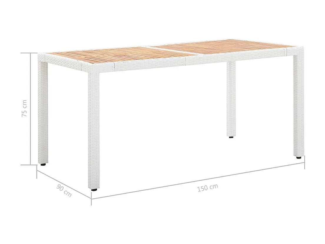 Set da Pranzo da Giardino 7 pz in Polyrattan Bianco