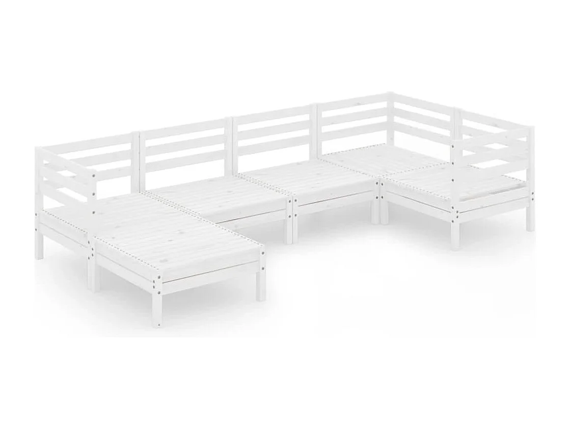 Set Salotto da Giardino 6 pz in Legno Massello di Pino Bianco