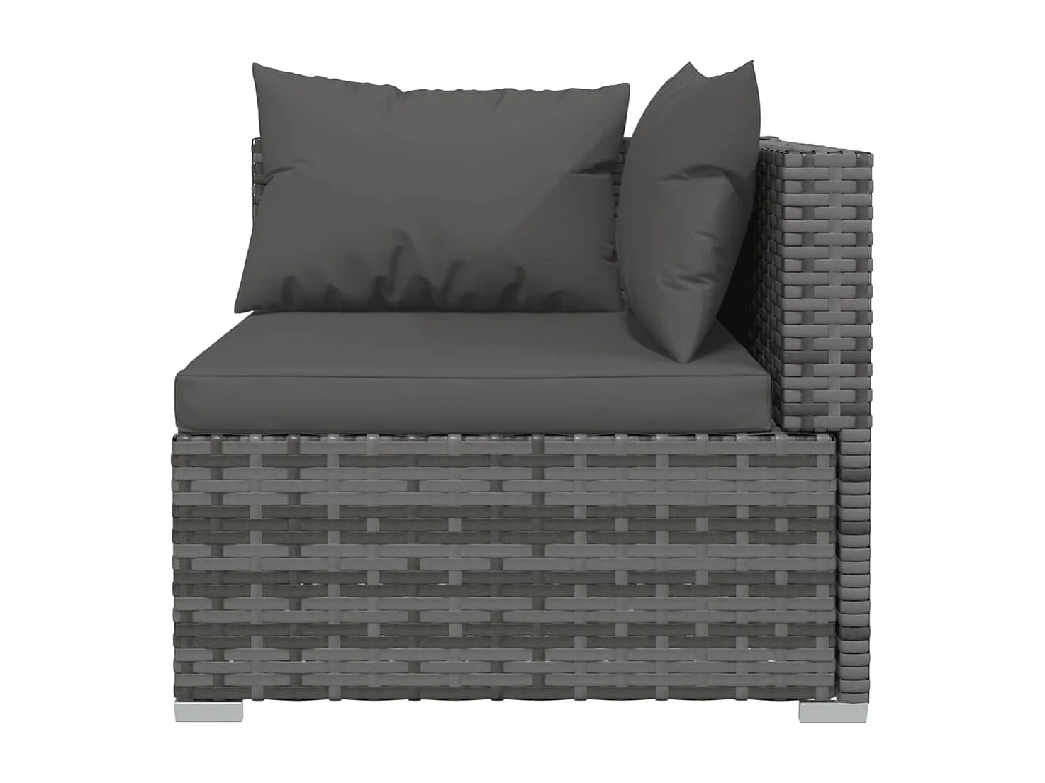 4-tlg. Garten-Lounge-Set mit Kissen Poly Rattan Grau