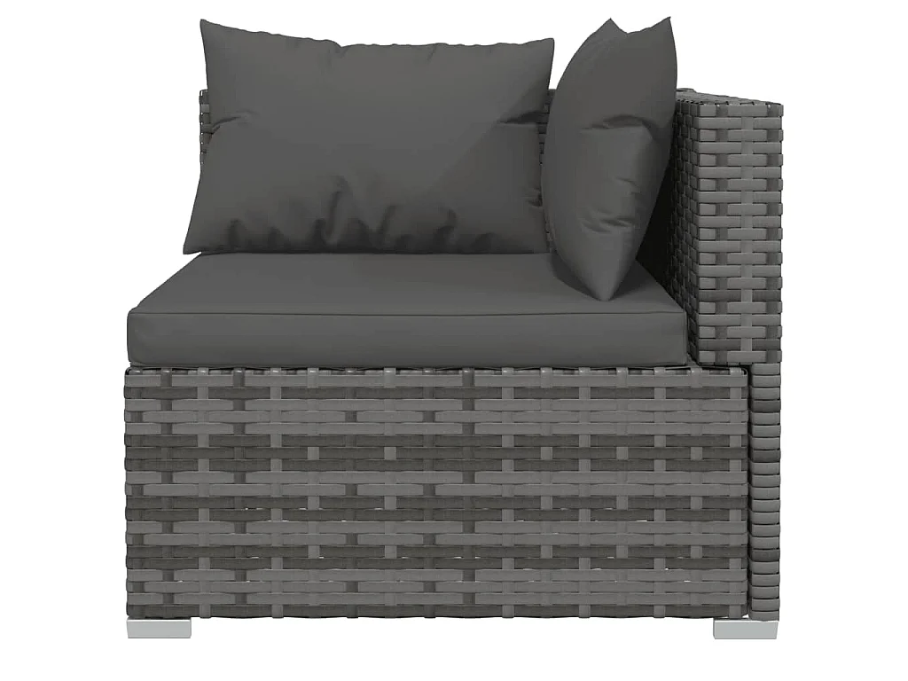 4-tlg. Garten-Lounge-Set mit Kissen Poly Rattan Grau