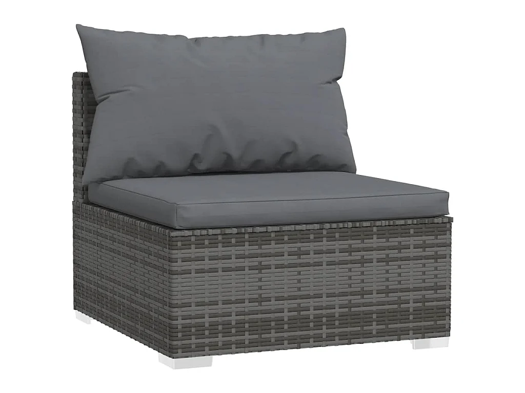 4-tlg. Garten-Lounge-Set mit Kissen Poly Rattan Grau