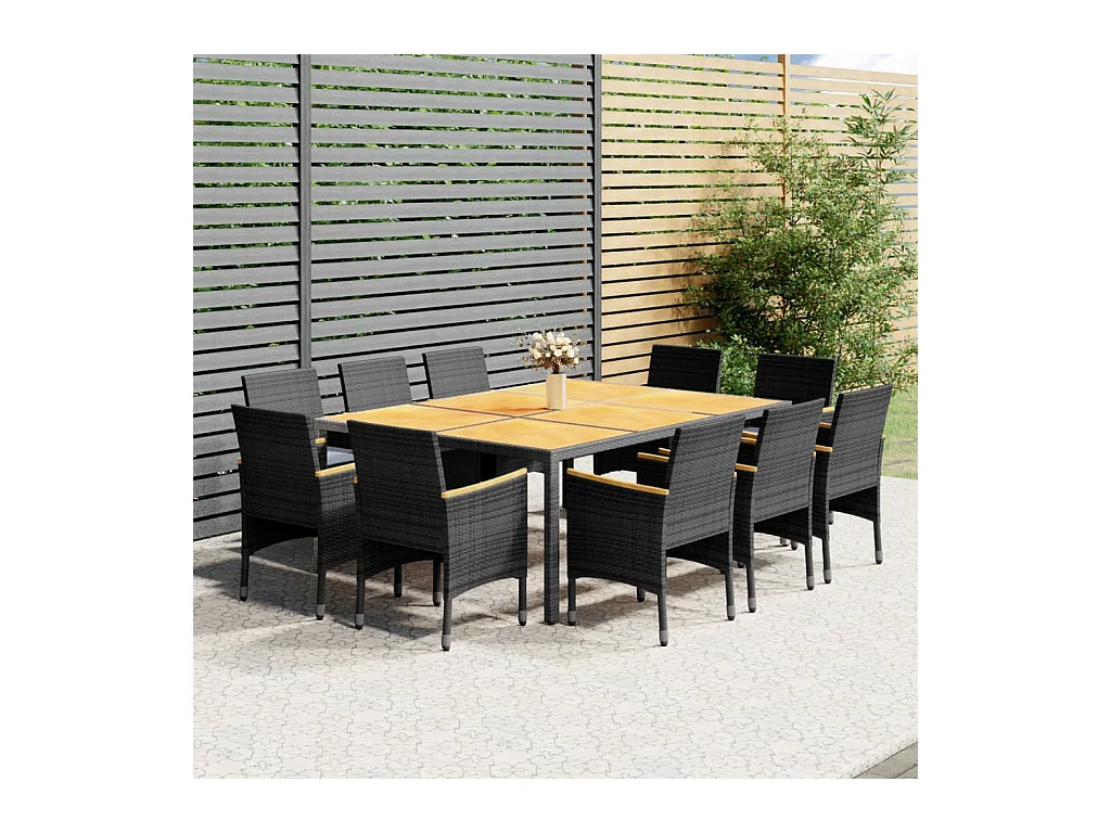 11-delige Tuinset poly rattan grijs