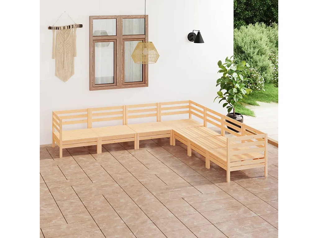 7-tlg. Garten-Lounge-Set Massivholz Kiefer