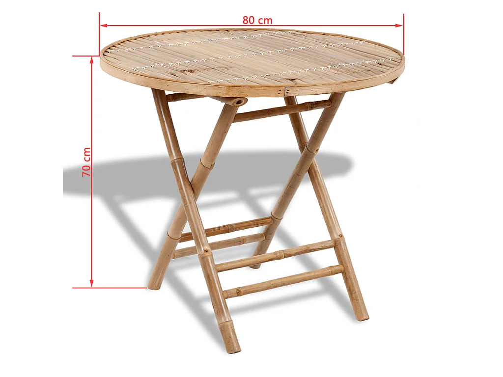 Ensemble à manger d'extérieur pliable 5 pcs Bambou