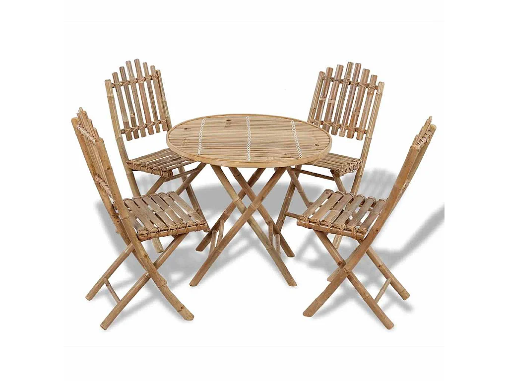 Ensemble à manger d'extérieur pliable 5 pcs Bambou