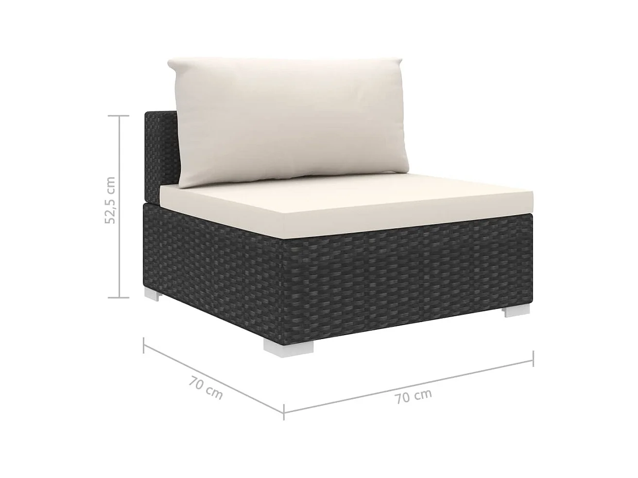 Salon de jardin 6 pcs avec coussins résine tressée noir