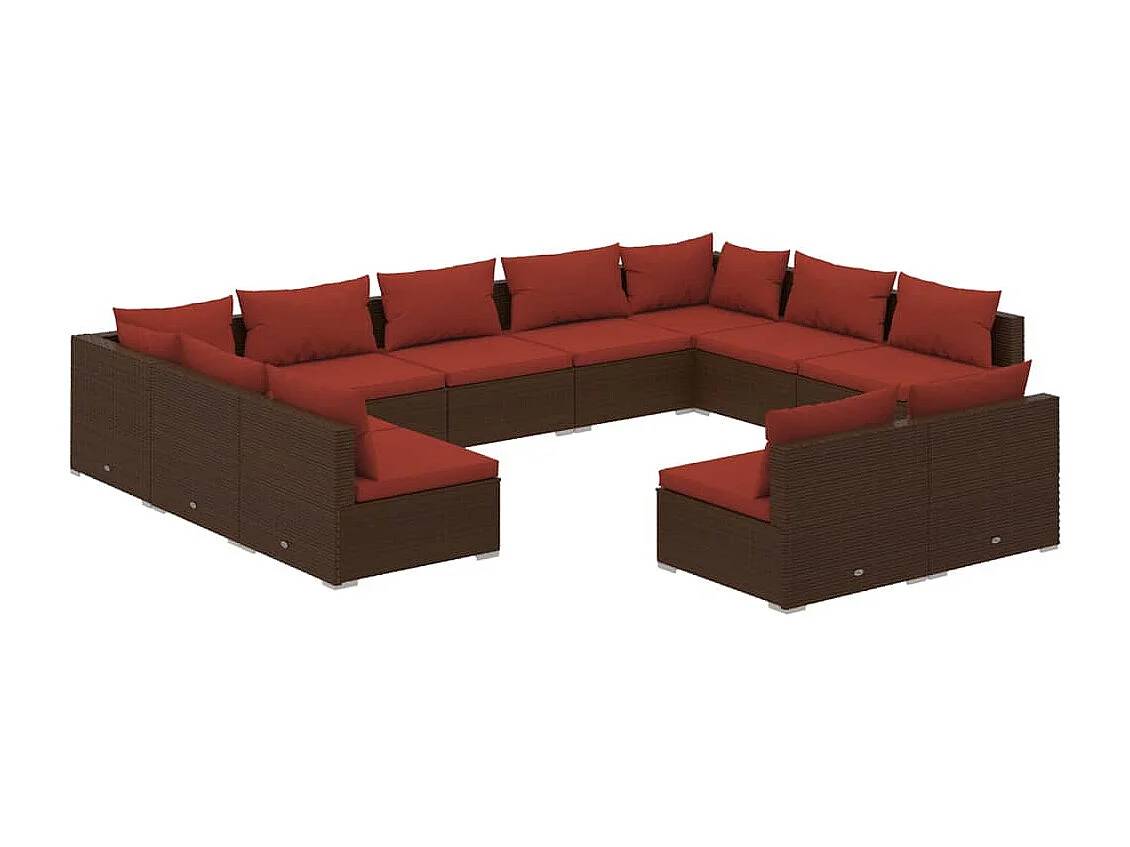 Set de muebles de jardín 11 pzas cojines ratán sintético marrón