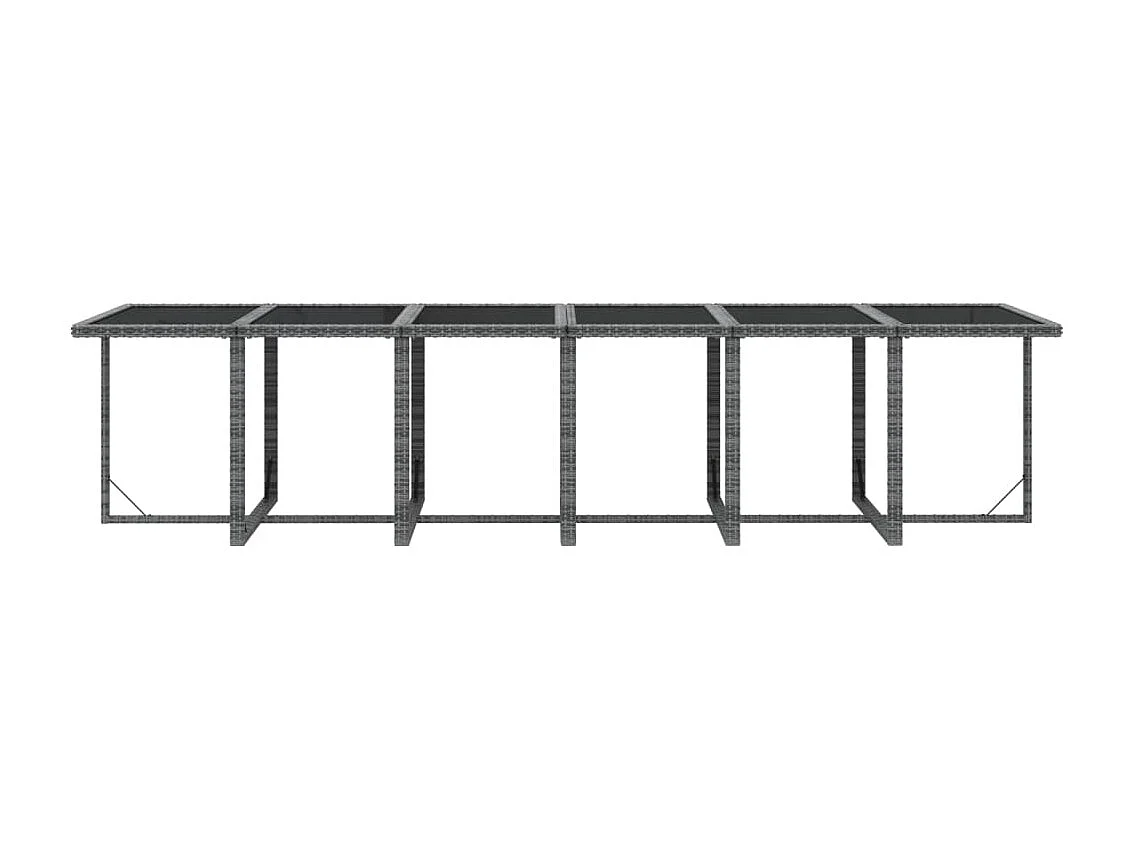 Ensemble à manger de jardin coussins 17 pcs Résine tressée Gris