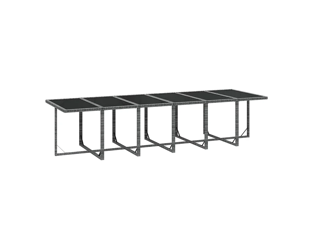 Set da Pranzo per Giardino 17 pz con Cuscini Polyrattan Grigio
