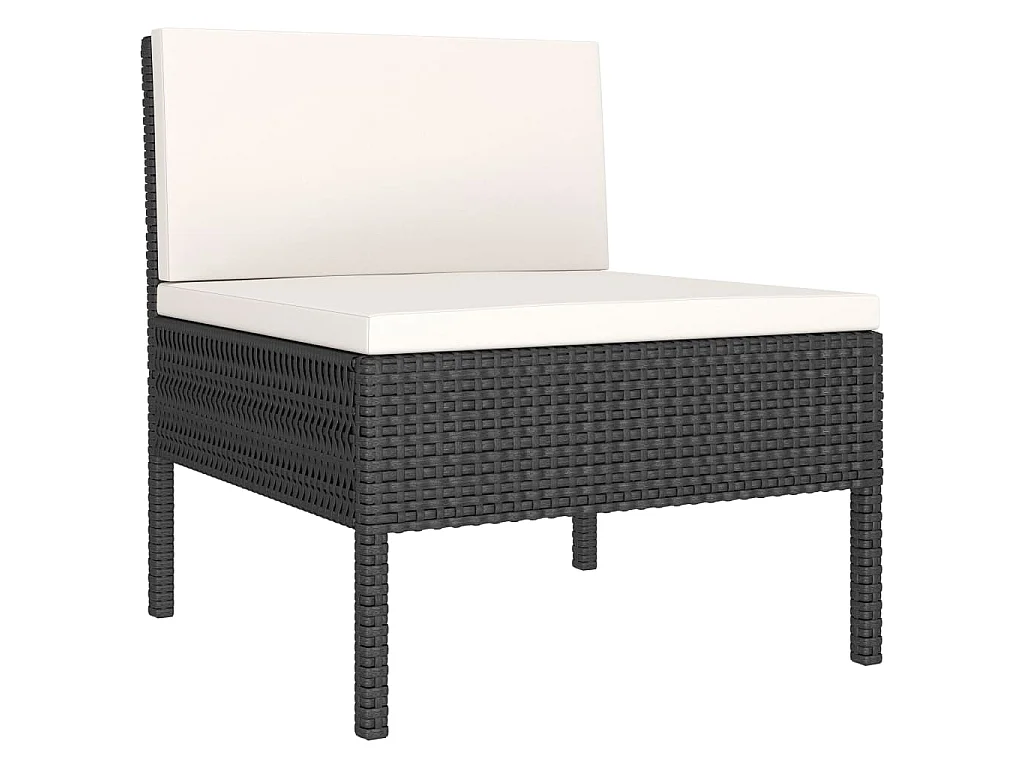 Set Divani da Giardino 3 pz con Cuscini in Polyrattan Nero