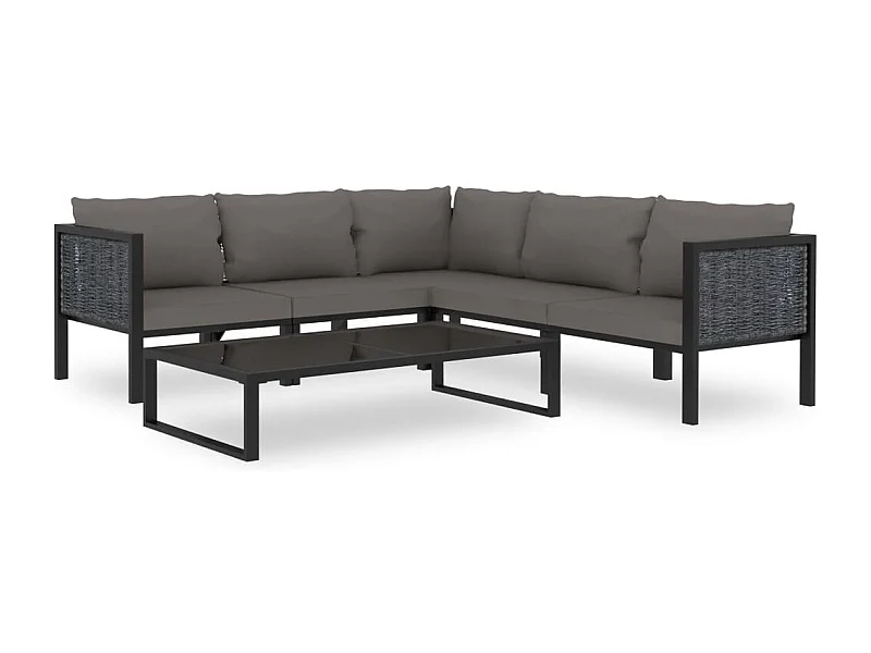 Set Divani da Giardino 6 pz con Cuscini in Polyrattan Antracite