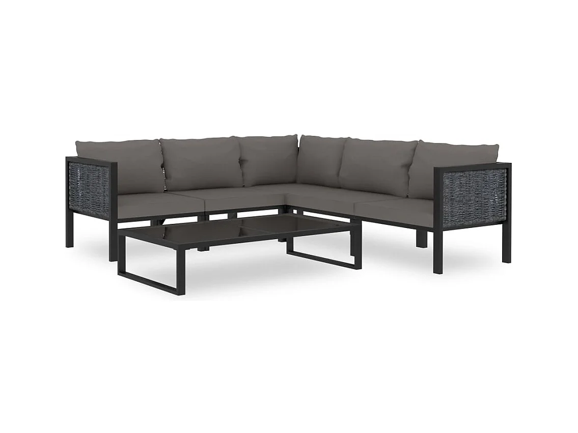 Set Divani da Giardino 6 pz con Cuscini in Polyrattan Antracite