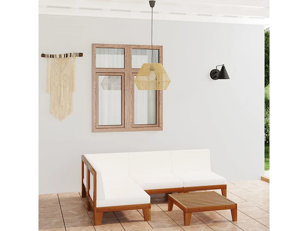 5 pcs conjunto lounge de jardim c/ almofadões acácia maciça