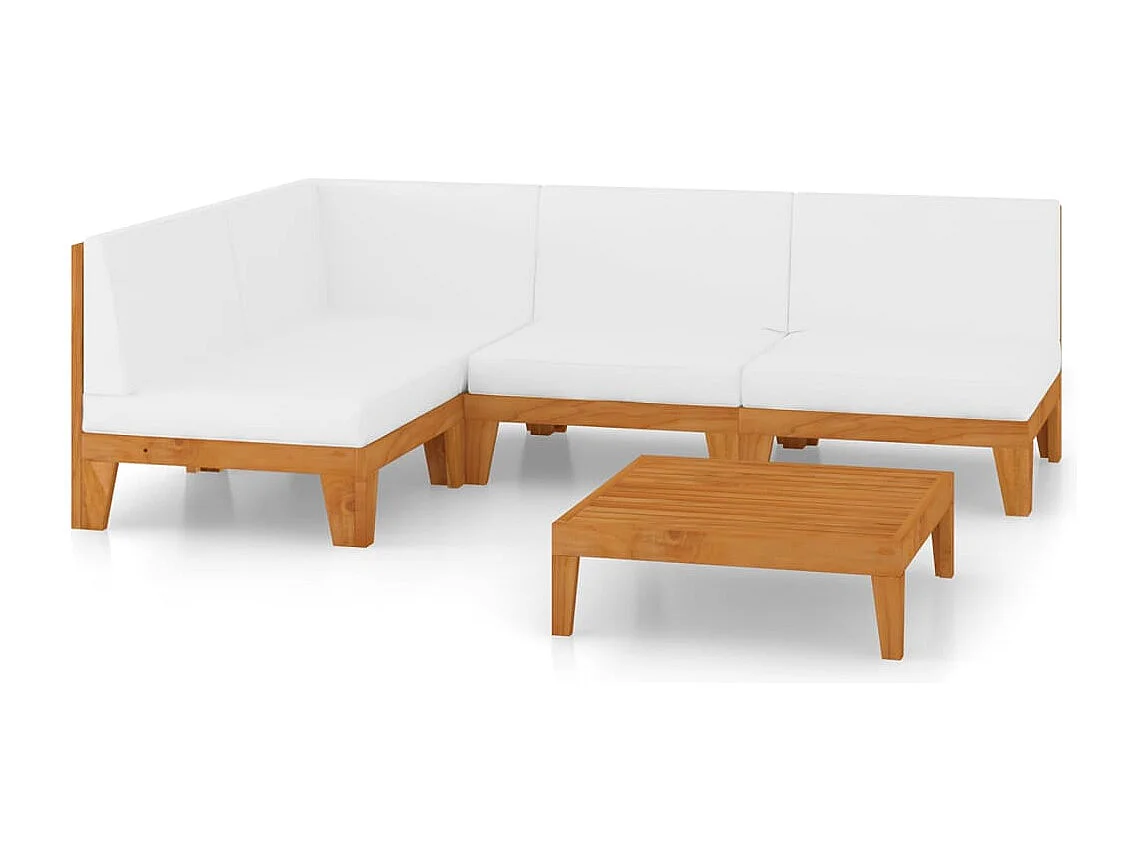 5 pcs conjunto lounge de jardim c/ almofadões acácia maciça