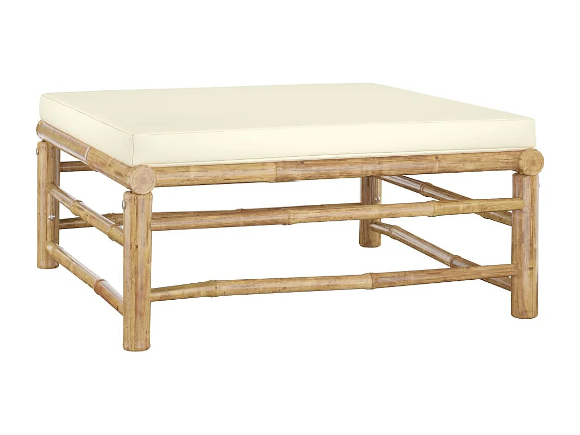 7-tlg. Garten-Lounge-Set mit Cremeweißen Kissen Bambus