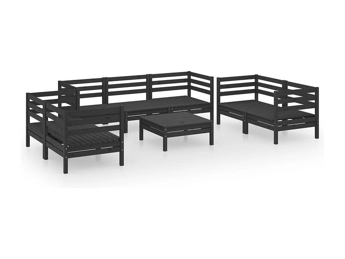 8 pcs conjunto lounge de jardim pinho maciço preto