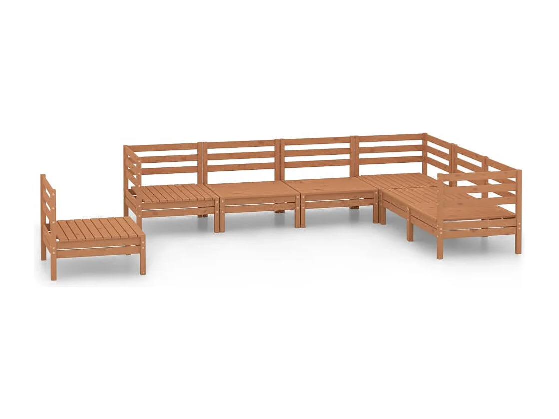7-tlg. Garten-Lounge-Set Massivholz Kiefer Honigbraun