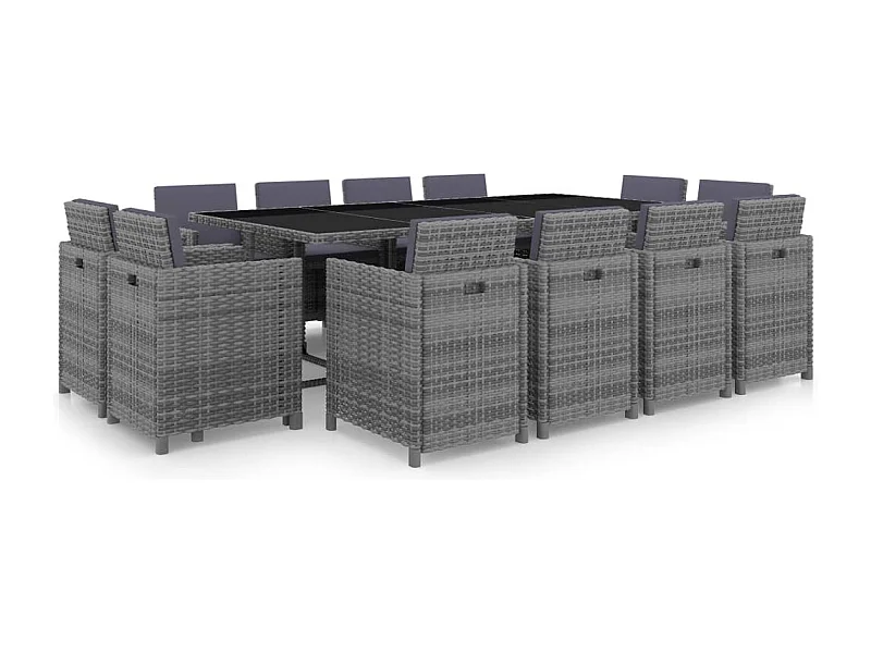 13-delige Tuinset met kussens poly rattan antraciet