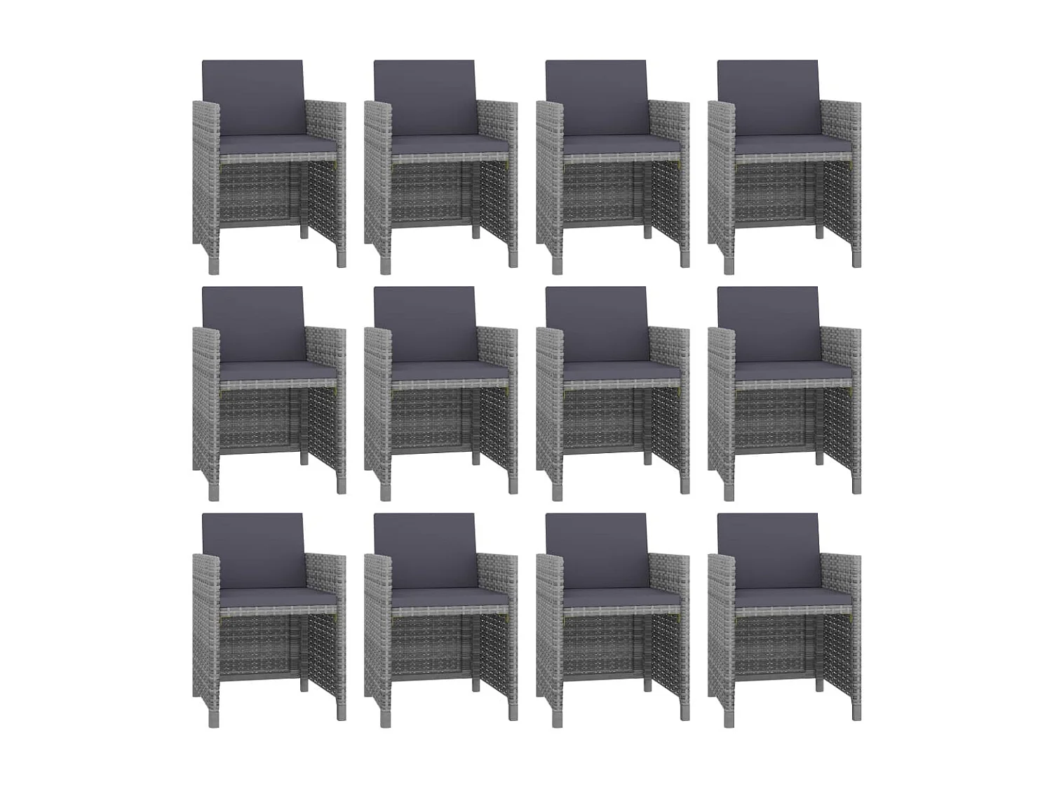 Ensemble à manger d'extérieur 13 pcs coussins rotin anthracite