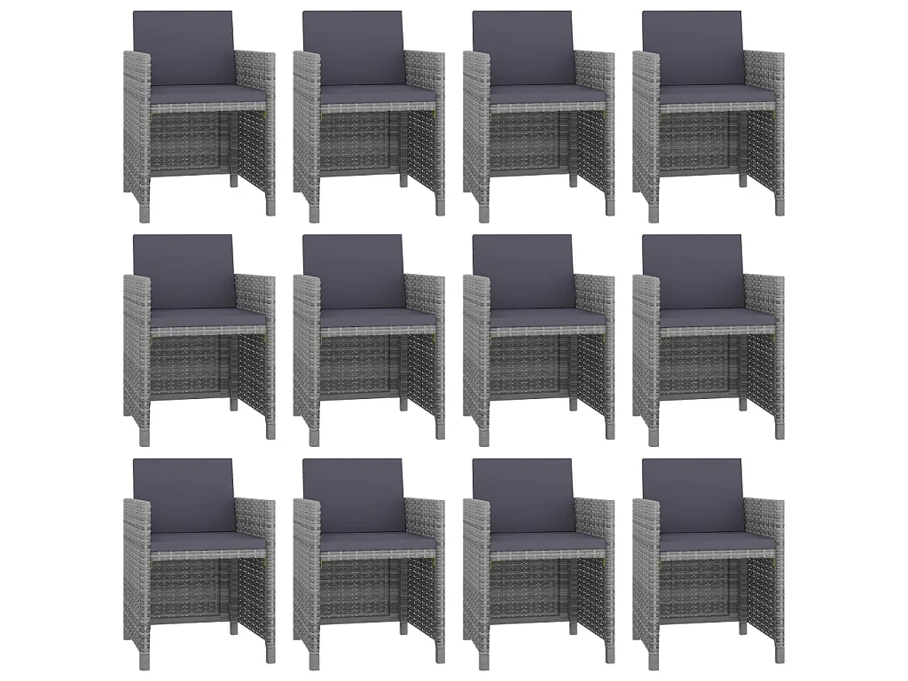 Set da Pranzo da Giardino 13 pz e Cuscini Polyrattan Antracite