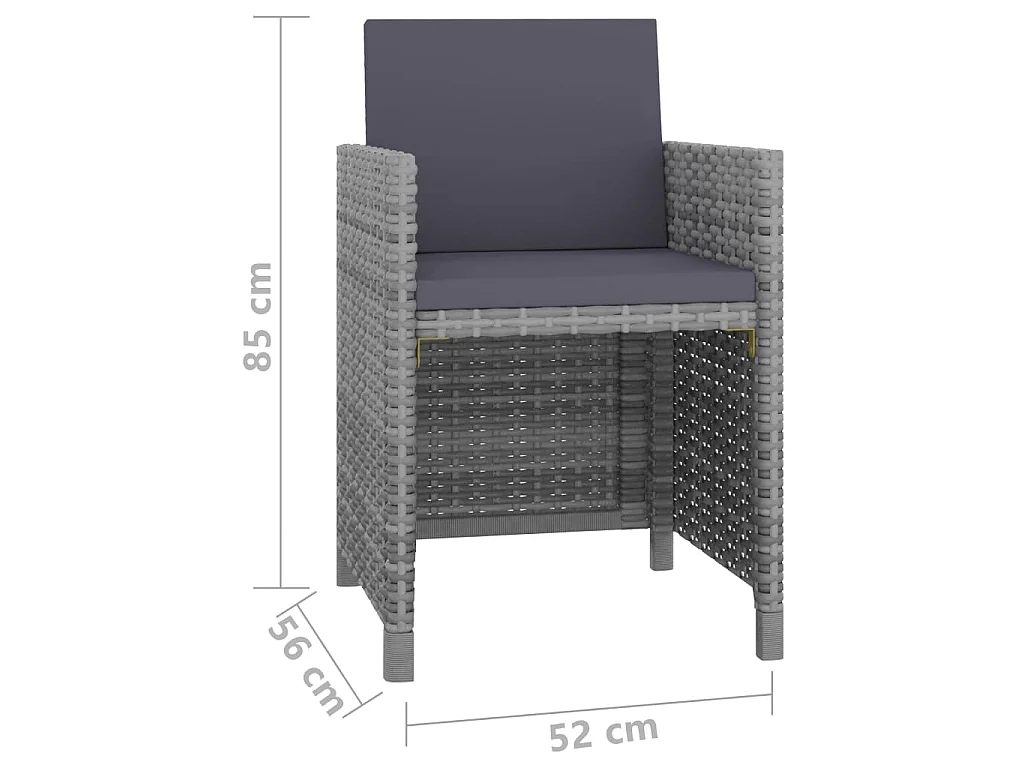 Set da Pranzo da Giardino 13 pz e Cuscini Polyrattan Antracite