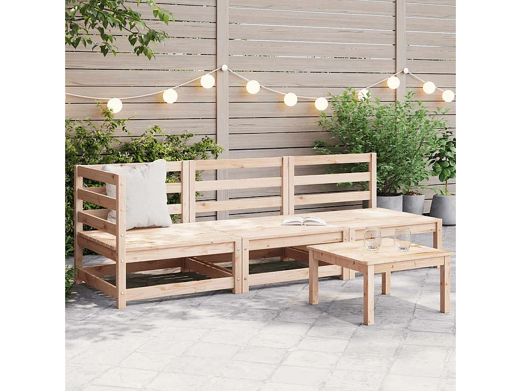 Salon de jardin 3 pcs bois massif de pin