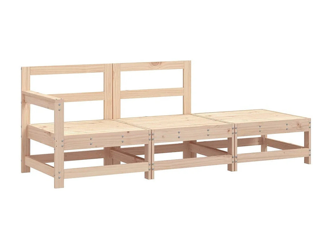 3-tlg. Garten-Lounge-Set Massivholz Kiefer