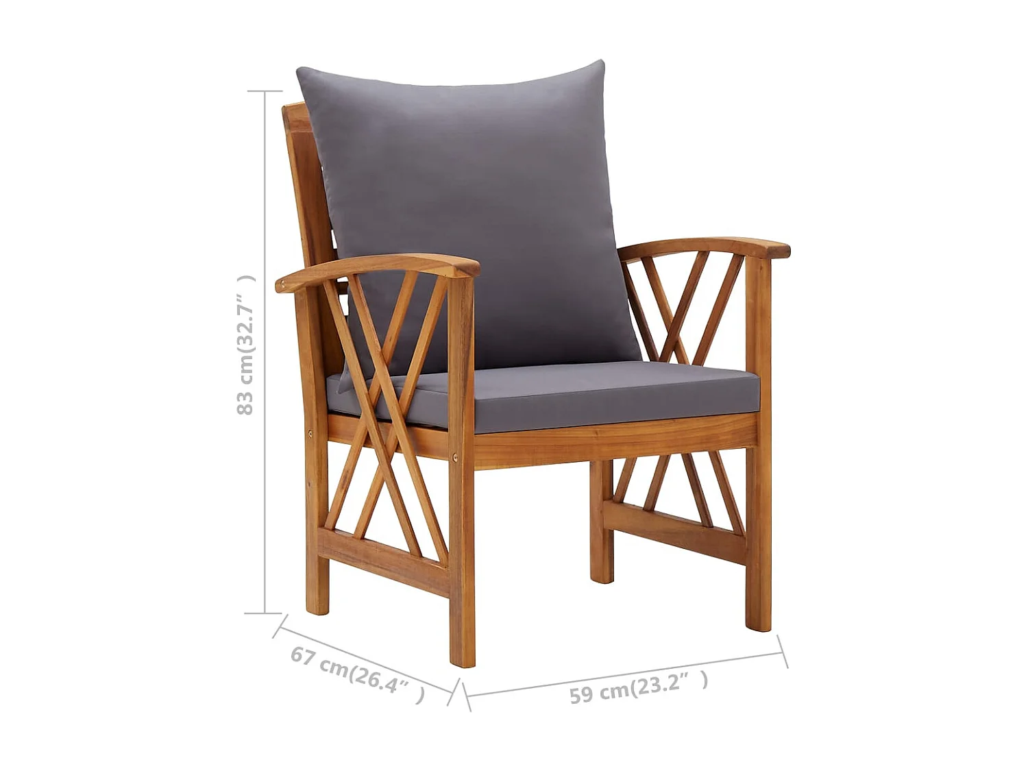 Salon de jardin 5 pcs avec coussins Bois d'acacia solide