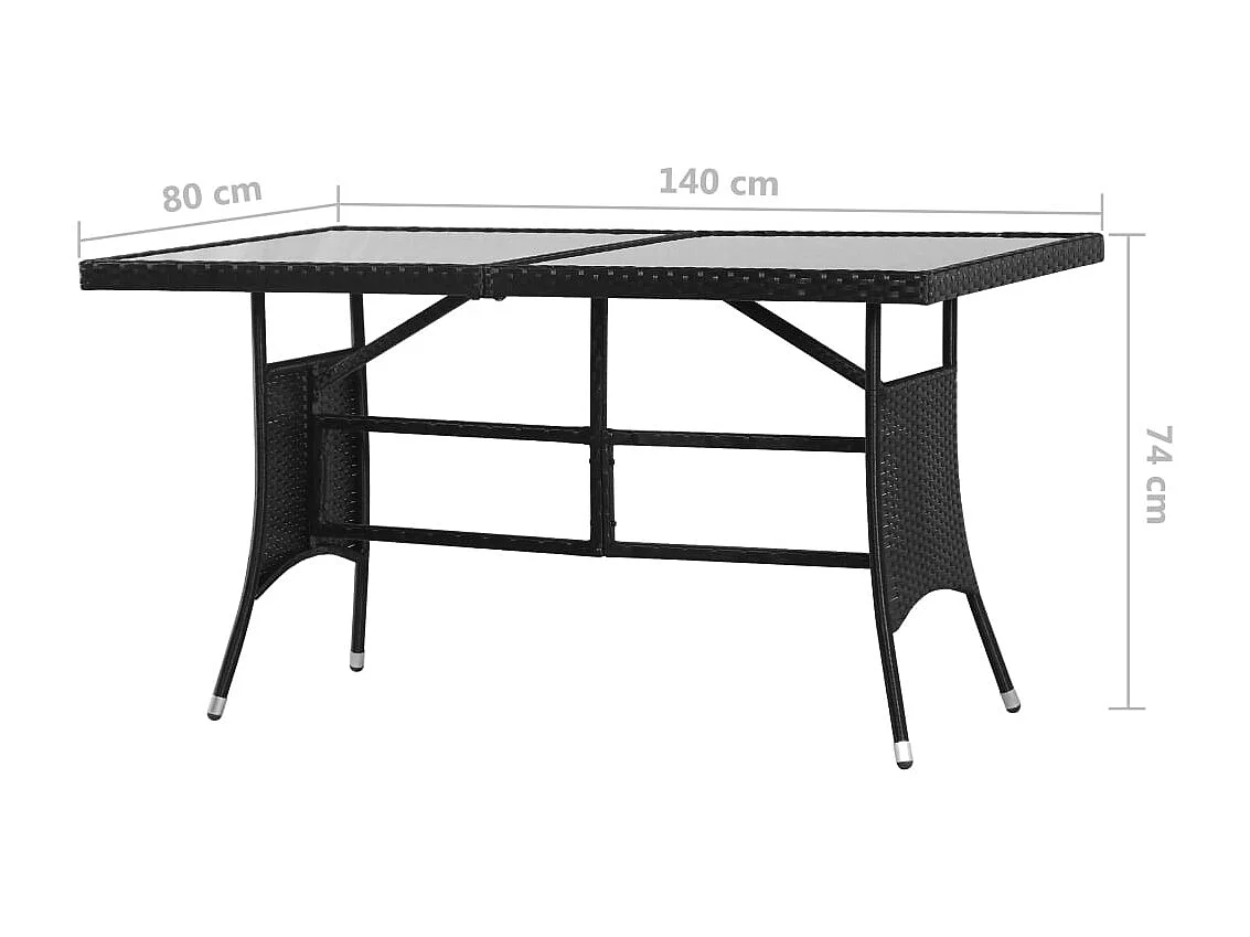 Ensemble à manger de jardin 7 pcs Résine tressée Noir