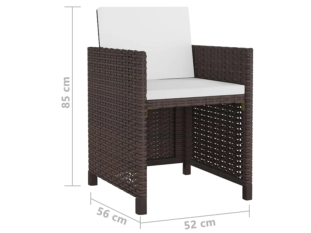 Ensemble à manger d'extérieur et coussins 13 pcs Résine tressée